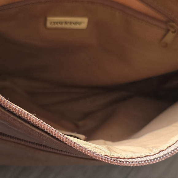 Giani Bernini Light Brown Tan Genuine Leather Hobo Shoulder Bag Minimalist Chic - Picture 13 of 14